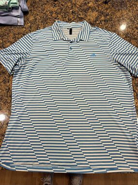Adidas Performance Printed Golf Polo Blue & White